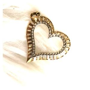 Gold heart pendant necklace two-tone